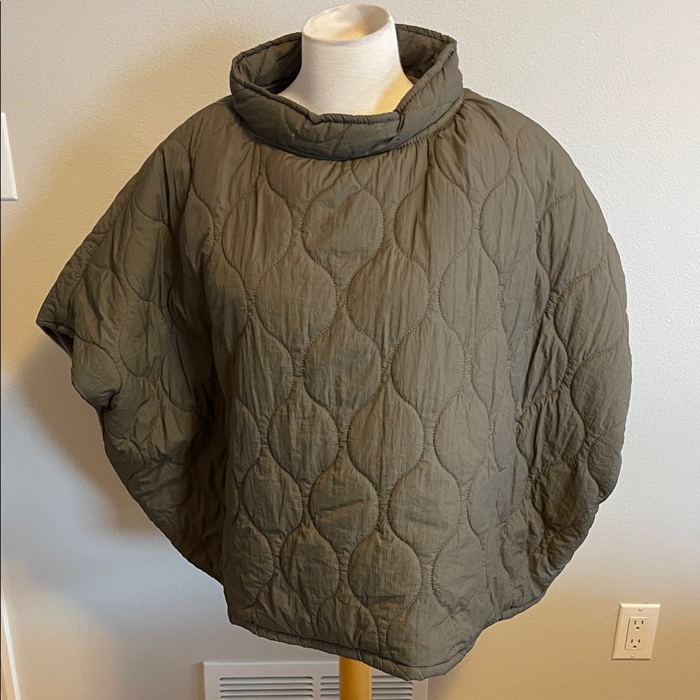 World Market Olive Quilted Cape
